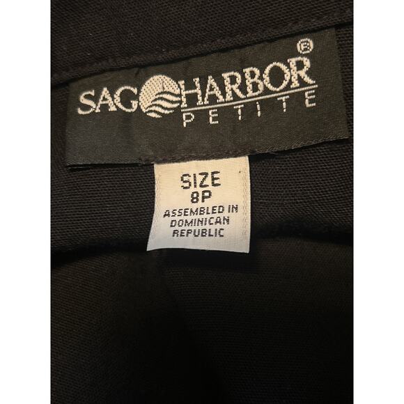 VGUC Vintage Sag Harbor Petites Summer Short Sleeve Black Blazer Size 8P - Picture 3 of 6